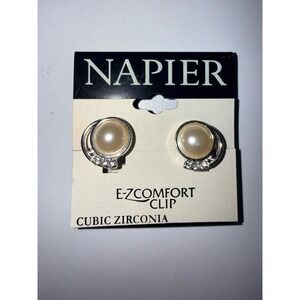 Pair Of Napier Clip-on Earrings, Unused, E-Z Comfort Clip, Nickel Safe